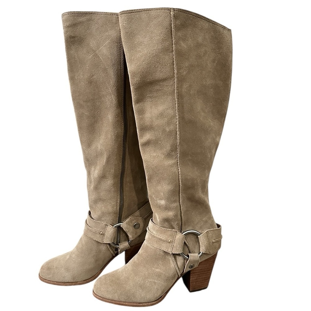 FRYE Anthropologie Suede Essa Seam Harness Tall Knee Boots Sz 6.5 NWOT - Picture 5 of 13